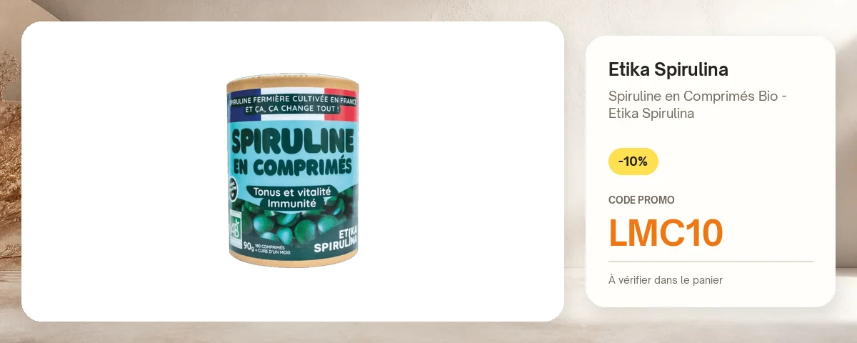 Spiruline en Comprimés Bio - Etika Spirulina de Etika Spirulina avec le code promo LMC10