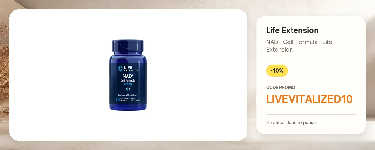 NAD+ Cell Formula - Life Extension de Life Extension avec le code promo LIVEVITALIZED10