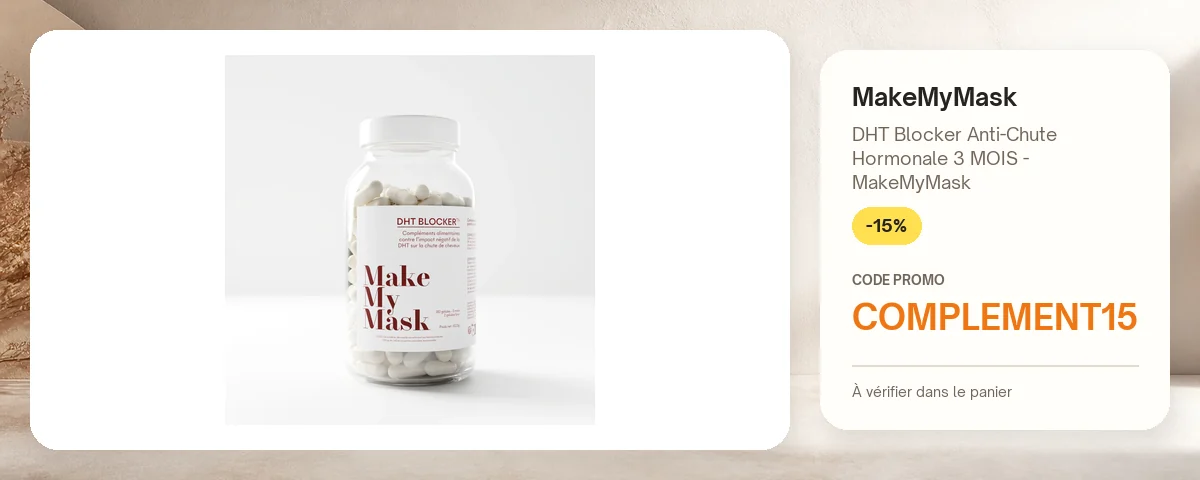 DHT Blocker Anti-Chute Hormonale 3 MOIS - MakeMyMask de MakeMyMask avec le code promo COMPLEMENT15